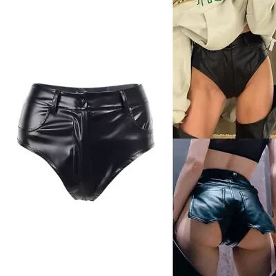 Women Goth Waist Bodycon Mini Booty Shorts PU Leather Club Party Hot Pant • $26.97