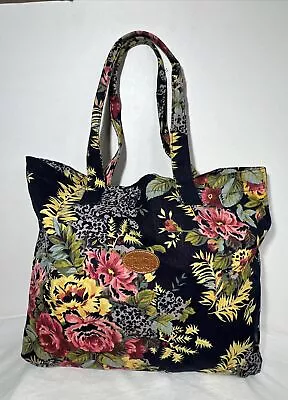 Vintage 90's Gitano Floral Tapestry Canvas Tote Bag Boho Carry On Purse Handbag • $14.99