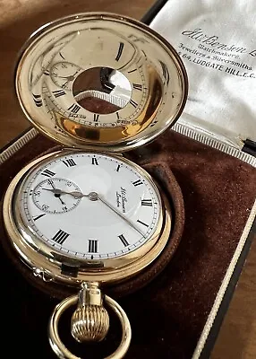 £1300 • Buy Solid Gold Half Hunter J W Benson Pocket Watch In Box Immaculate Condition 