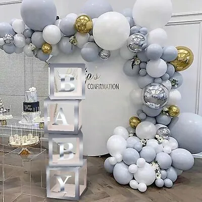 £4.95 • Buy SILVER A-Z Letter Cube Wedding Baby Shower Balloon Box Birthday Party Decor