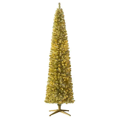 Treetopia Struck Gold 7 Foot Prelit Pencil Christmas Tree With Stand (Open Box) • $64.71