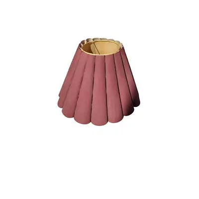 £38.74 • Buy Vintage Drum Barrel Lamp Shade Mauve Pink Scalloped Rows Tapered Lampshade
