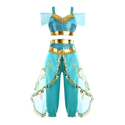 Kids Girl Princess Dress Cosplay Aladdin Jasmin Allah Costume Carnival Carnival • £12.96