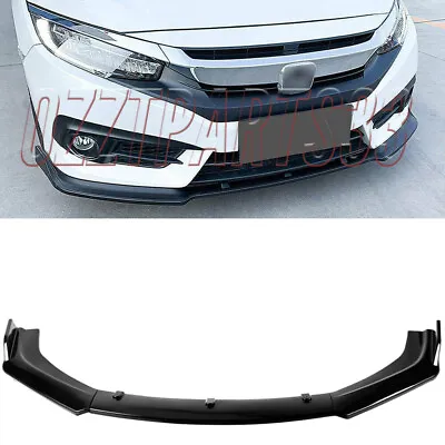 For Honda Civic 16-2020 Gloss Black Front Bumper Body Kit Spoiler Lip Splitter • £35.95