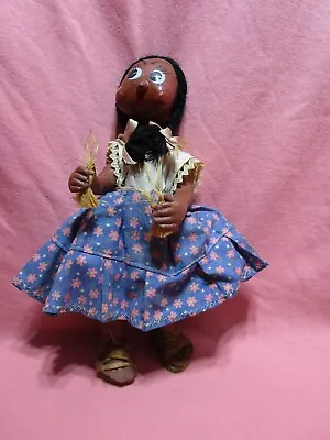 Vintage Mexican Hand Painted Oil Cloth Folklore 11” Doll • $25
