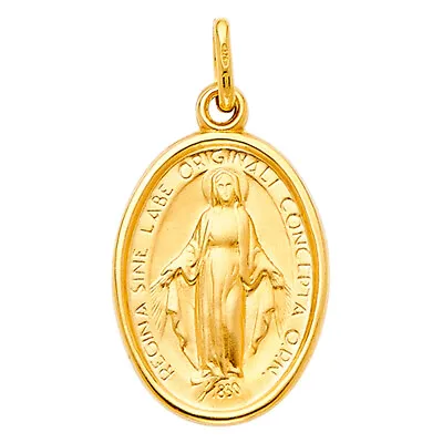 14K Yellow Gold Religious Virgin Mary Miraculous Medal Pendant For Necklace • $197