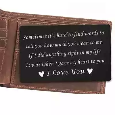 I Love You Metal  Card Keepsake Wallet Insert Gift Engraved To The One You Love • £3.99