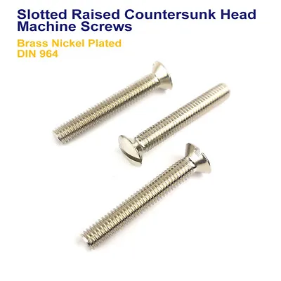 M5 X 70mm SLOTTED RAISED COUNTERSUNK MACHINE SCREWS NICKEL PLATED DIN 964 • £1.99