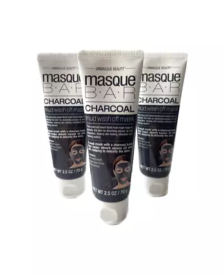 3 X Charcoal Mud Wash Off Detox Purifying Black Clay Face Mask Masque Bar 70Gr • £9.95