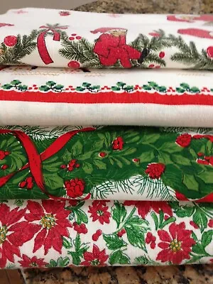 $25 • Buy VINTAGE XMAS TABLECLOTH LOT OF 4 ~cutter Craft Or Not ~