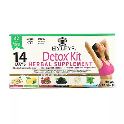Detox Kit 14 Day Cleanse Assorted Flavors 42 Foil Envelope Tea Bags 2.22 Oz • $14.57