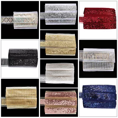 £4.89 • Buy 4M Sequin Trimming Ribbon Haberdashery Net Fabric Dress Craft Lace Wedding Dress