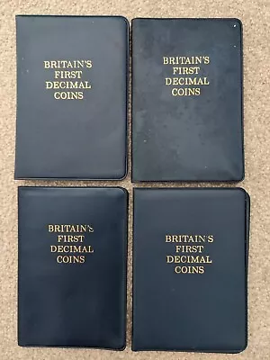 1971 Britains First Decimal Coin Set Blue Wallet -  5 Coins - Job Lot Of 4 • £0.99