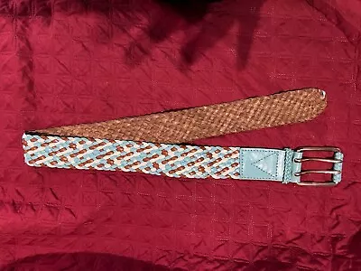 Michael Kors Full Grain Leather Medium Aqua Womans Woven Belt Used With Tag • $24
