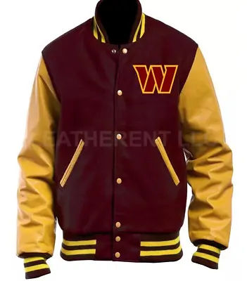 Mens American Football NFL Washington Commanders Stylish Faux Leather Jacket • $98.99