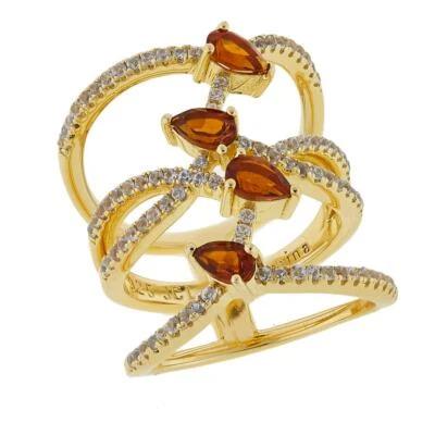$79.99 • Buy Rarities Sterling Madeira Citrine & White Zircon Negative Space Ring Size 6