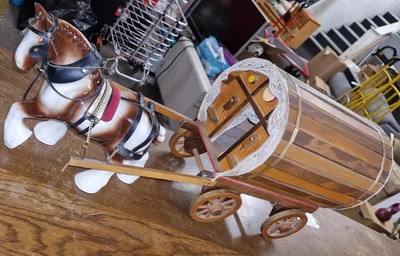 £8.99 • Buy Vintage Ceramic Shire Horse And Wagon/Cart/Caravan - CS D33