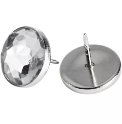 Crystal Diamond Diamontés Upholstery Nail Buttons For Headboard Bed 15mm X 22mm • £49.99