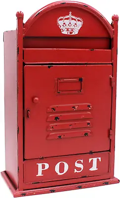 Vintage Wall Mounted Post Box Metal Mailbox 9 X 5.5 X 14.6 Inches Rustic Red • $65.99