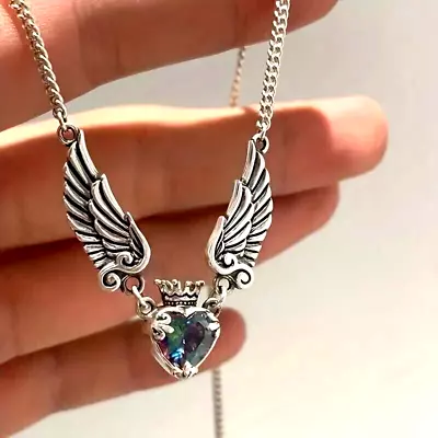 Fashion Heart Angel Wings Necklace Hip Hop Jewelry Gift Men Women Best Friends • $12.98