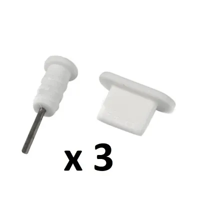 3x White Rubber Charging Earphone Dust Port Plug Cap Micro Usb Samsung Iphones • £1.99