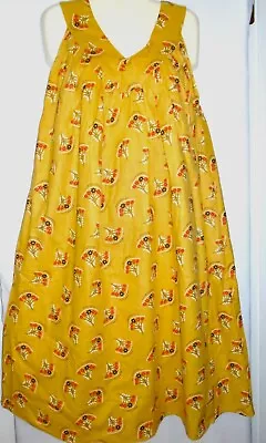 Advance Womens Dress Sundress Mumu Sleeveless Free Size Fits 1X 2X Yellow Red • $19.99