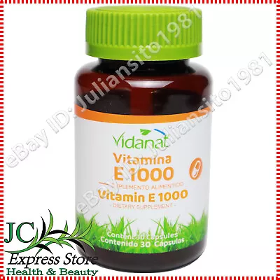 Vitamin E 1000 Varicose Veins Premature Aging Vitamina E 1000 Vidanat 30 Capsule • $14.99