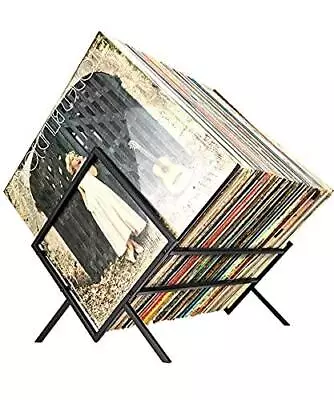 Vinyl Record Holder Holds Up To 80-100 LP Storage Matte Black Metal Design Vinyl • $26.89