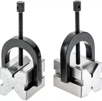 PRECISION STEEL V-BLOCK SET 1-5/8” X 1-1/4” X 1-1/4” WITH 2 BLOCKS & 2 CLAMPS • $49.99