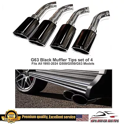 G63 Black Muffler Tips G500 G550 Dual Exhaust G-Wagon Logo 4 Pipes G55 1990-2024 • $269