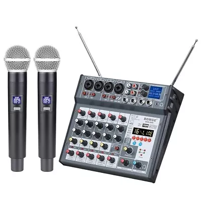 Bomge Professional Mixer BMG-06E With 2 UHF Wireless Microphones USB MP3 -CP • £49.99