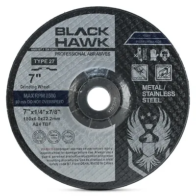 10 Pack - 7  X 1/4  X 7/8  Black Hawk Grinding Wheels T27 Discs For Metal • $49.99