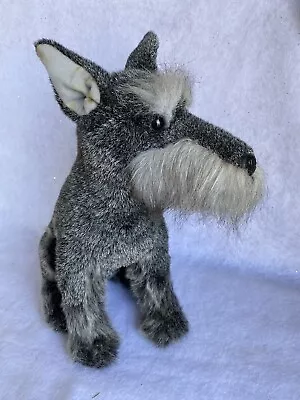 Schnauzer Plush Dog Realistic Sitting 15  Puppy Dog Miniature E & J Classic Gray • $25.95