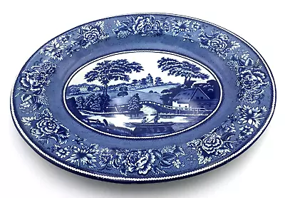 Daher's Decorative Ware Oval Tin Plate Blue & White England 13 Inches • $19.99