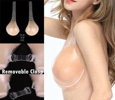 £13.78 • Buy Silicone Self Adhesive Stick Push-Up Strapless Backless Invisible Bra A-J Size