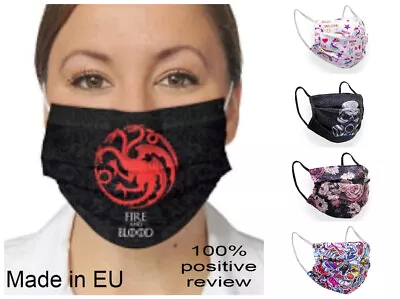 Face Masks Reusable Cotton Washable Adult Size Comfortable Breathable Made In EU • £2.99