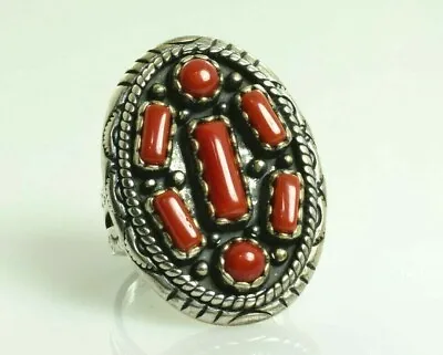 Carolyn Pollack Relios Coral Ring Large Gallery Sterling Silver - Size 7 • $88.82