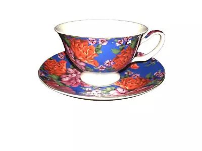 Vintage BTäT- Tea Cup And Saucer Bold Colors • $19.60