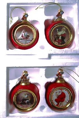 4 Norman Rockwell Christmas Classics Heirloom Porcelain Ornaments Santa Set • $45.95