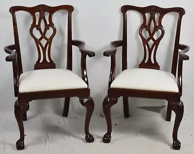 Pair Of Craftique Chippendale Mahogany Arm Chair Claw And Ball Williamsburg Look • $799