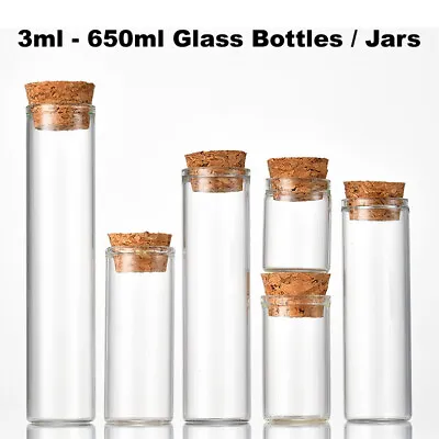 Wholesale 3ml - 650ml Tiny Glass Bottles Empty Bottle Large Kitchen Cork Jars • $2.90