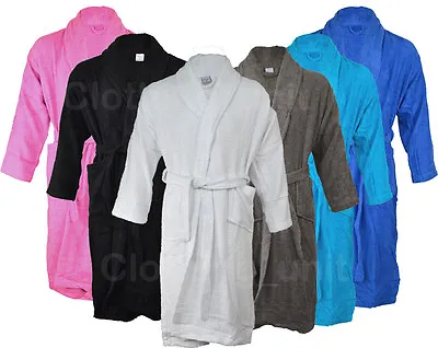 Mens Ladies 100% Cotton Shawl Collar Towel Terry Towelling Bathrobe Robe Gown • £14.39