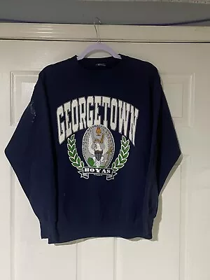 Vintage Georgetown Hoyas Graphic Crewneck Sweatshirt Navy Size Small • $24.99