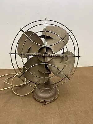 Vintage Desk Fan 4 Blade Table Industrial ART DECO Cage WORKS Westinghouse Brown • $99.99