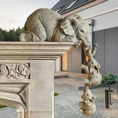 £6.71 • Buy Creative Elephant Family Resin Statue Ornaments Exquisite Home Sculpture Crafts