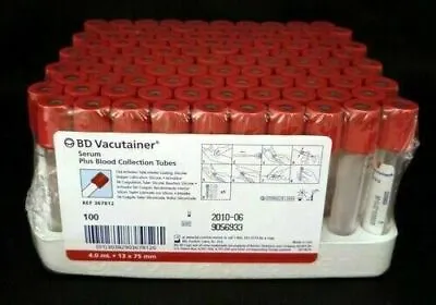 $37.61 • Buy Branded 4ml  Blood Collection BDx100 Vacutainer Plain Tubes Serum Determination 