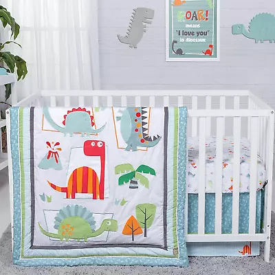 Dinosaur Roar 3 Piece Crib Bedding Set Can Be Used As A Blanket Or A Playmat Fo • $95.76