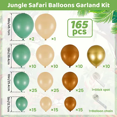 165Pcs Green Brown Balloon Garland Arch Kit Reusable Sage Green Sand White BuxHr • $23.91
