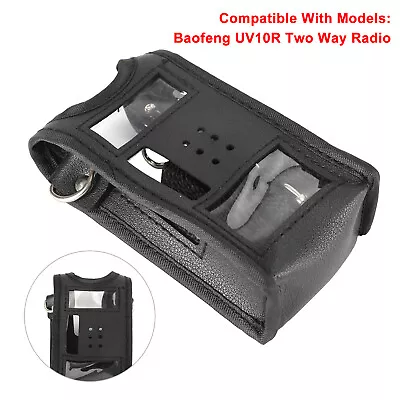 Adjustable Multi-Function Leather Radio Case Walkie Talkie Bag For Baofeng UV10R • £9.59