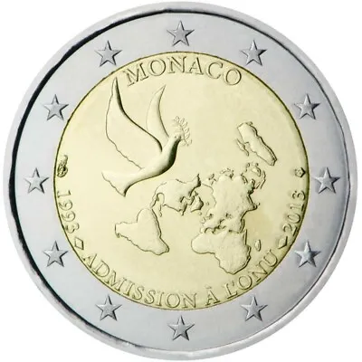 Monaco 2 Euro Coin 2013 UNC The 20th Anniversary Of The ONU Joining • $6.95